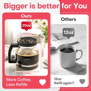 20 Oz Coffee Pot Coffee Pot Cup,with Spill Proof Lid Heatproof Glass Mug Large Capacity ideal Gift for Coffee Lovers (1pcs)