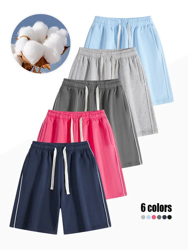 Men's solid-color shorts, sporty casual shorts, elastic waistband loose-fit shorts, suitable for basketball, fitness, and running, summer atmosphere, lightweight, breathable, and comfortable men's summer casual short bottoms Plain