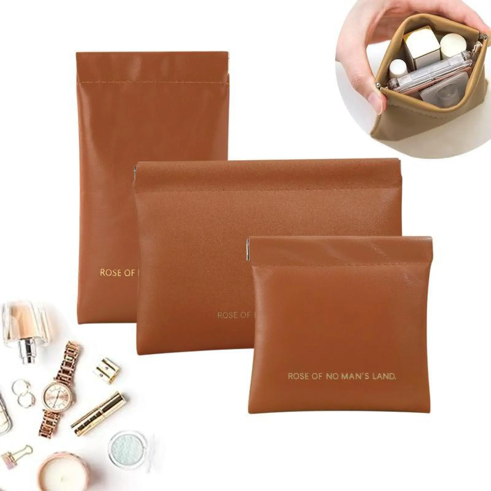 3-piece set, coin purse, cosmetic bag, storage bag, portable mini bag, small wallet cosmetic bag, shrapnel cosmetic bag, portable cosmetic bag can store lipstick, coins.