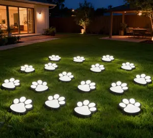 8-Piece Solar Pet Paw Print Ground Lights - Garden Magic Lights That Capture Your Dog's Footprints IPX4 Waterproof, Outdoor Waterproof for Walkways / Courtyards / Patios The New Romantic Favorite for Pet Lovers' Gardening courtyard light Solar-Powered Mot