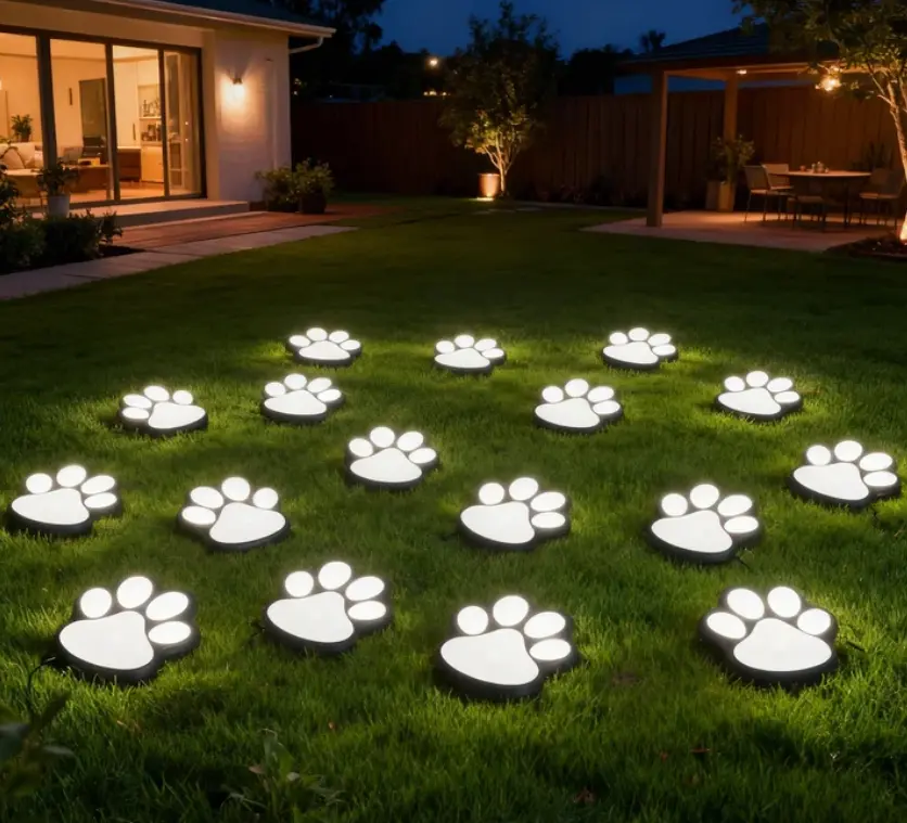 8-Piece Solar Pet Paw Print Ground Lights - Garden Magic Lights That Capture Your Dog's Footprints IPX4 Waterproof, Outdoor Waterproof for Walkways / Courtyards / Patios The New Romantic Favorite for Pet Lovers' Gardening courtyard light Solar-Powered Mot
