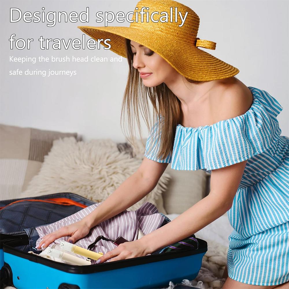 1pcs Foldable Toothbrush Compact Portable Travel Kit with Toothpaste Container 2 Replaceable Soft Bristle Heads for Adults Camping Vacation Business Travel