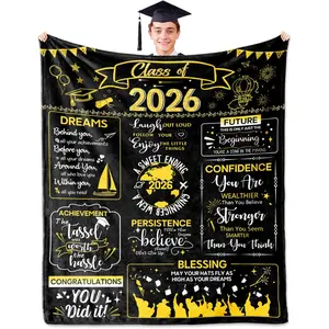 2026 Graduation Season Gift for Both Men and Women - 60x50inch Soft Flannel Graduation Commemorative Blanket, Machine Washable Bedspread, Suitable for University/Doctoral/Master's Degree Celebration Gifts
