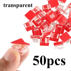 50 pcs Self-adhesive Cable Clips, Upgraded Cable Clips, Transparent Plastic Adhesive Cable Clips, Cable Clips for Organization and Storage