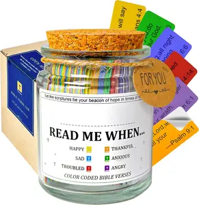 Bible Verse Jar with 108 Scripture Stickers, Personalized Name Label, Easter Basket Stuffers, Christian, Easter, Birthday Gifts for Women, Mothers Day Gifts for Mom, Teacher Appreciation Gift