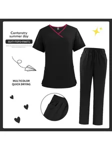 Medical Uniform Nurses Uniforms Wholesale Scrubs Nursing Suit Hospital Clinical Uniform Woman Scrub Breathable Fabric Scrubs Set