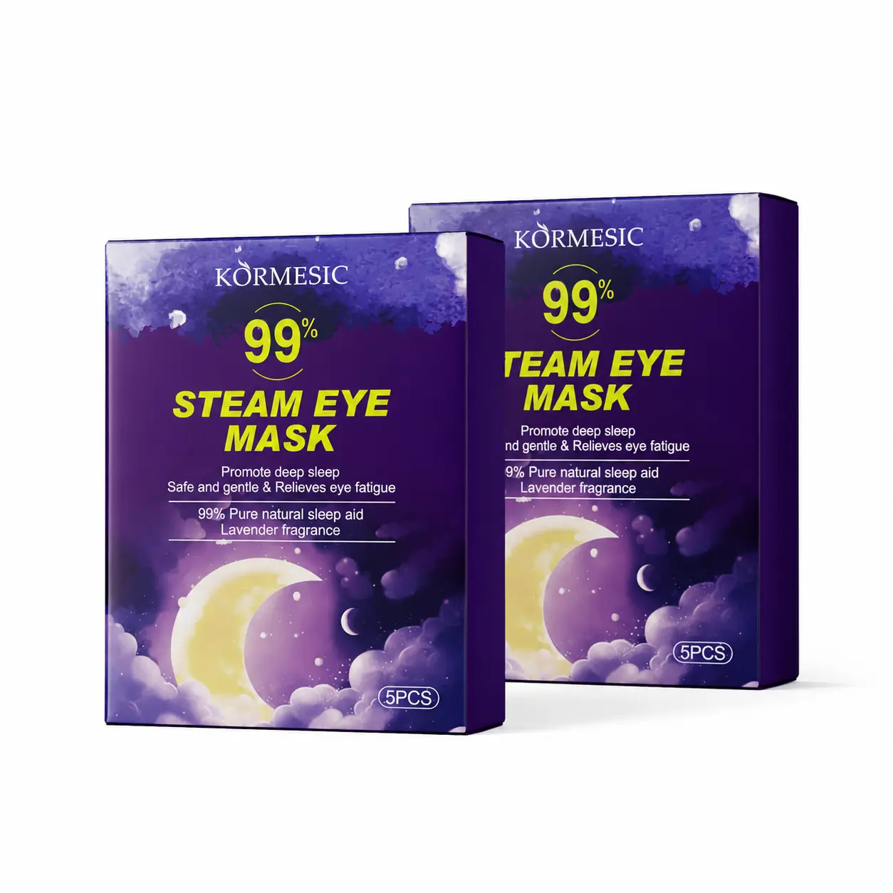 KORMESIC Lavender Steam Eye Mask, 2 Boxes, 10 Count Total, Self Heating Warm Eye Masks for Tired Eyes, Screen Time, Travel and Bedtime Routine