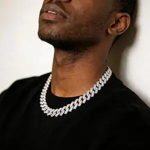 Cuban Link Chain Miami Cuban Necklace 18K Gold Silver Chain Diamond Cut Chains For Men Women 14mm Iced Out Hip Hop Jewelry`