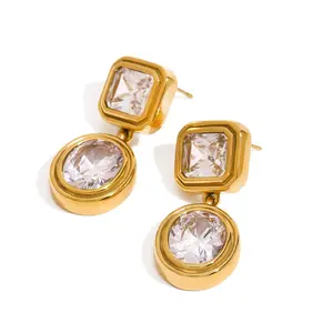 Gold Bezel Earrings Water Resistant
