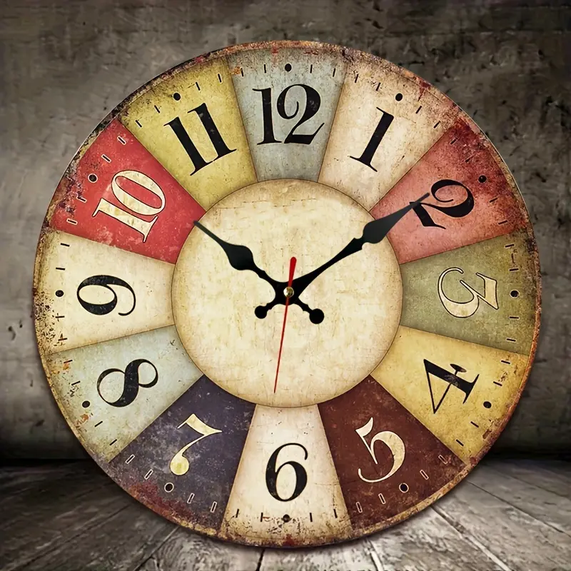 A Round Wall Clock with a Vintage European Design, Featuring Large, Easy-To-Read Numbers And a Silent Mechanism Without Ticking