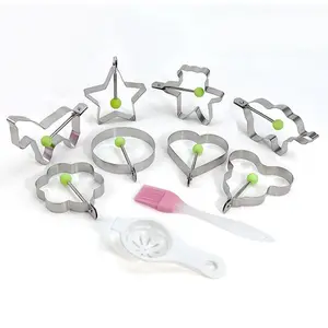 8pcs Heart Shape Stainless Steel Frying Molds for Breakfast Cooking for Pancakes and Creative Shapes Kitchen Accessories