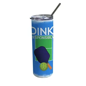 Sports Collection (Dink Responsibly - Pickleball) Personalized 20 Oz Stainless Steel Travel Tumbler with Straw SSTUMW0122
