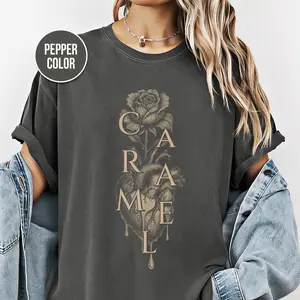 Caramel Shirt, Vintage Unisex Comfort Colors, Gothic Shirt, Rose Heart Dripping Caramel, Gothic Fashion, Gift