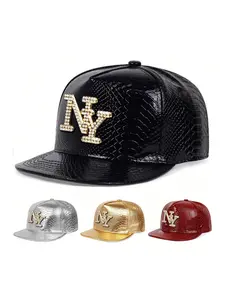 Unisex Metal Ny Letter Crocodile Pattern Baseball Cap, Adjustable Fitted Sun Hat for Outdoor Travel Beach Vacation, Graphic Trucker Hat, Adjustable Stylish Hat, High Quality Hat