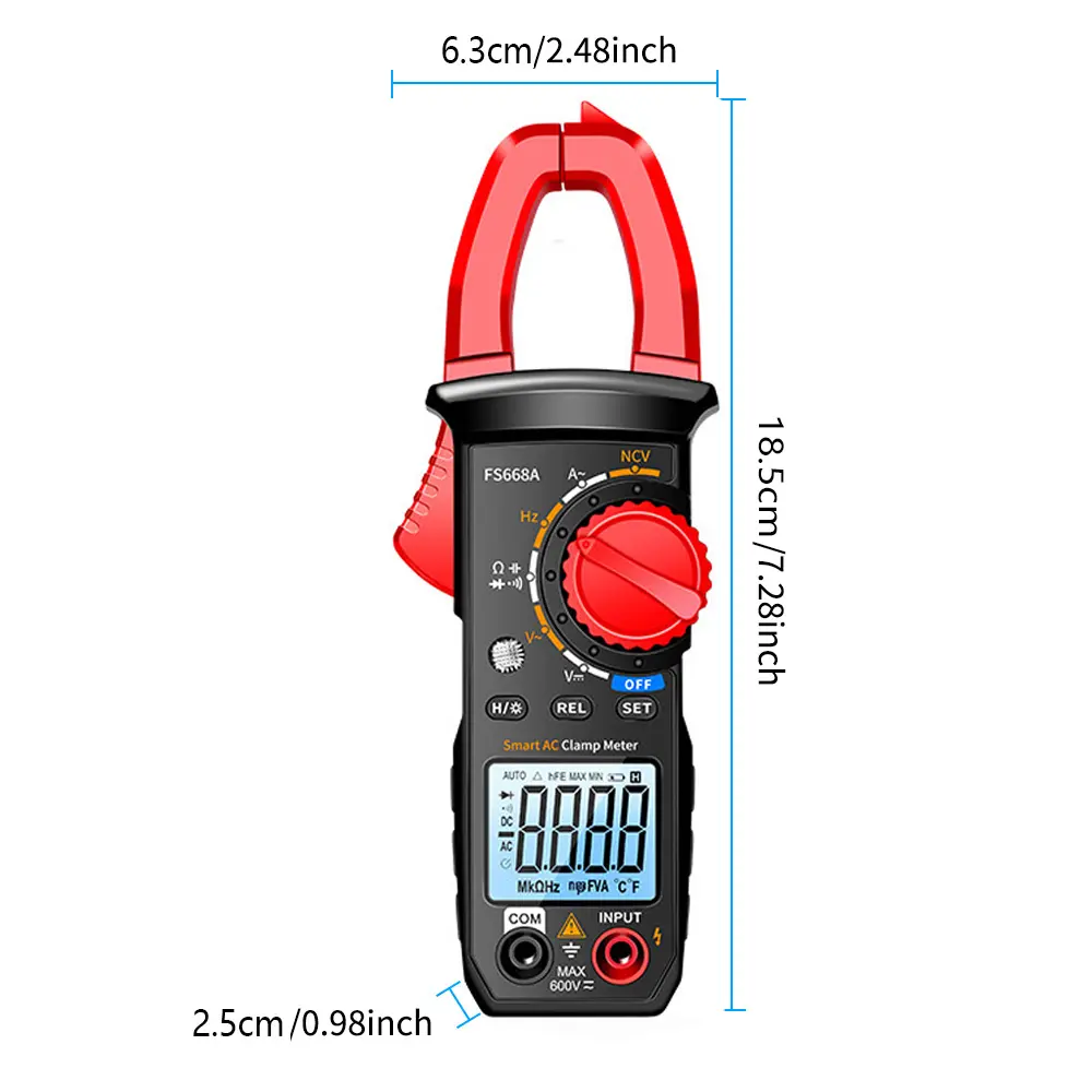 CZDANG 8-in-1 Smart Digital Clamp Multimeter, Electrician Measuring Tool with AC/DC Voltage, AC Current, Resistance, Capacitance, Frequency, Diode, Continuity Testing & NCV Function