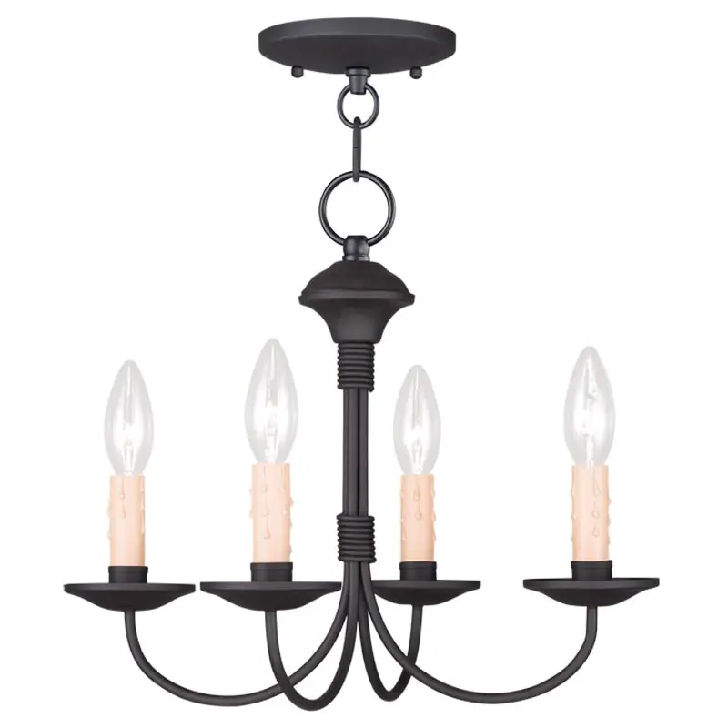 4 Light Black Mini Chandelier/Ceiling Light fixture with Steel base material
