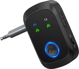 Bluetooth.Transmitter Receiver, in Wireless Audio Adapter Supports  Headphones, HandsFree Calls, .H RX/H TX, .mm Bluetooth AUX Adapter for Car Airplane Speakers TV Travel