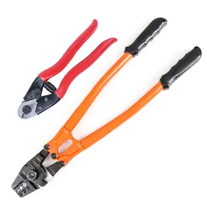 Muzata Hand Swager Crimper 14'' Wire Rope crimping Tool for Aluminum Copper Sleeve Ferrule Cable Railing End Fitting Terminals with Cable Cutter, CT03, CT1