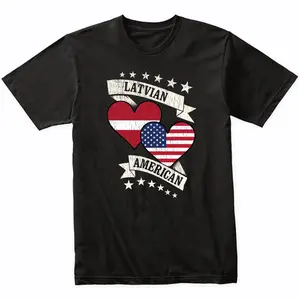 Latvian American Heart Flags Latvia America T-Shirt
