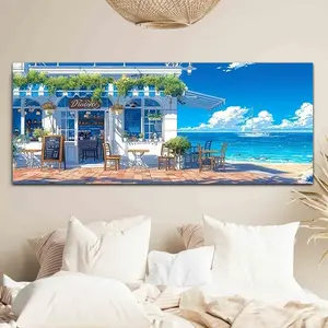 Beach Restaurant Pattern DIY Diamond Arts Colorful Painting Kit without Frame, DIY 5D Diamond Arts Colorful Painting for Bedroom Home Decor Wall Art Painting Handicraft