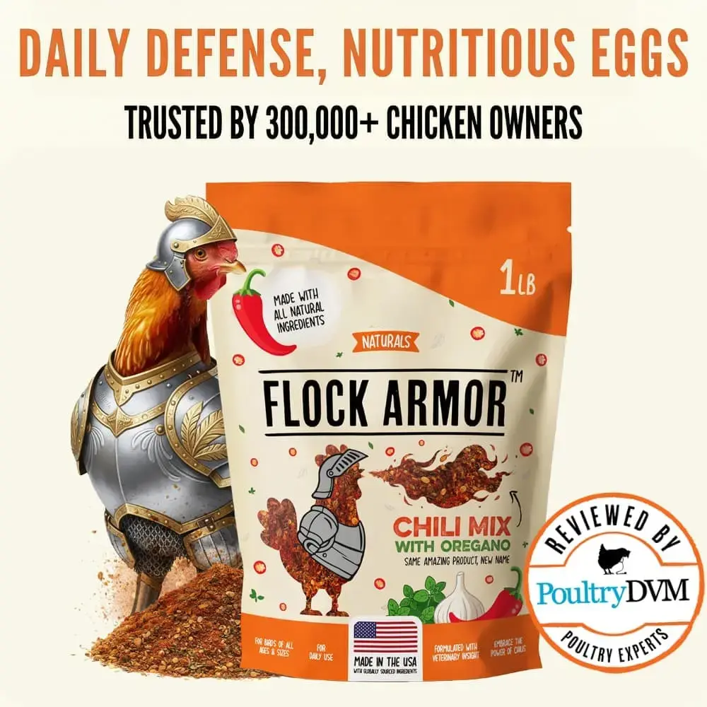 Naturals Flock Armor Chicken De-wormer Chili Mix, 16oz | Daily Worm Defense • Boost Egg Quality • Feather & Vitality Boost • Gut Health Support • Made in USA