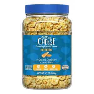 Just the Cheese Minis – Grilled Cheese Crisps, 10 oz Jar, Delicious Low-Carb Lifestyle Protein Chips, High-Protein, Gluten-Free Crisps, Keto-Friendly, Zero Sugar, Perfect Snack for Adults