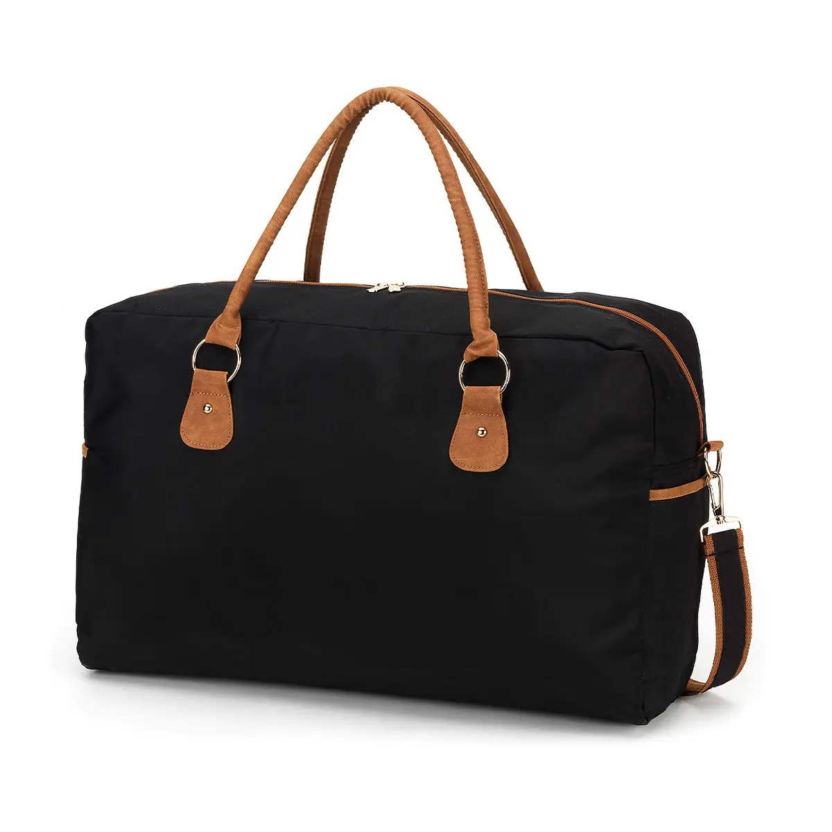 Black Nylon Travel Tote Overnight Carry On Weekender Gym Bag #M442VL-BLK