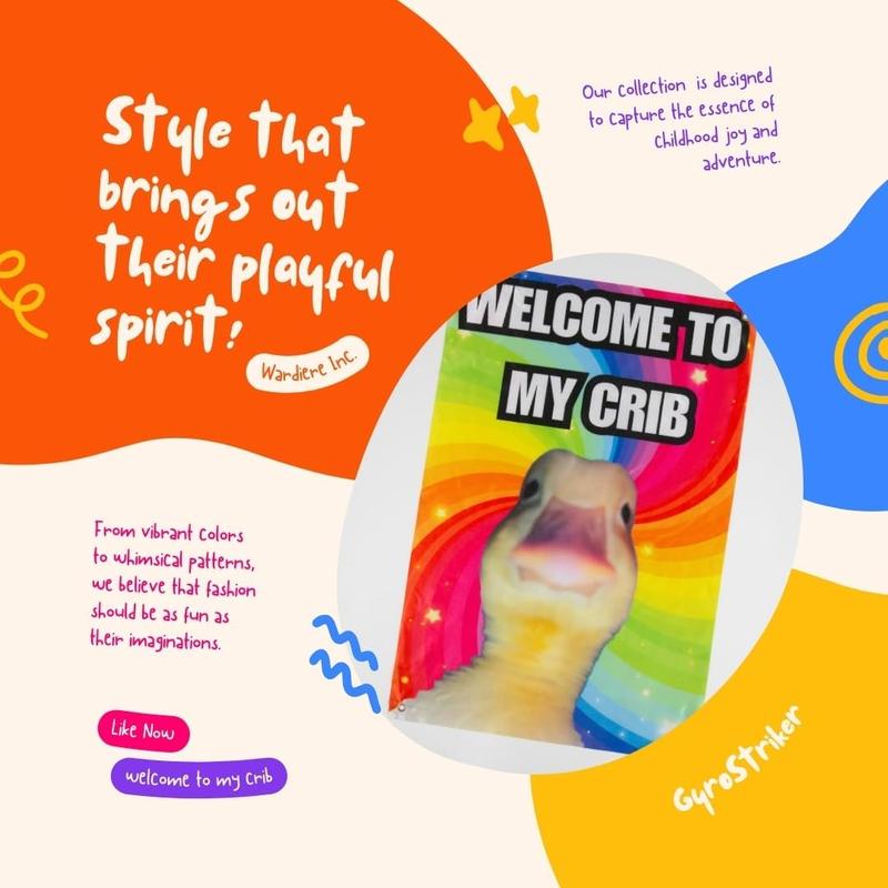 GyroStriker "Welcome to My Crib" Duck Poster, Swirling Background, 2x3 Feet Dorm Tapestry, Premium Quality, Damage-Free Hanging Clip