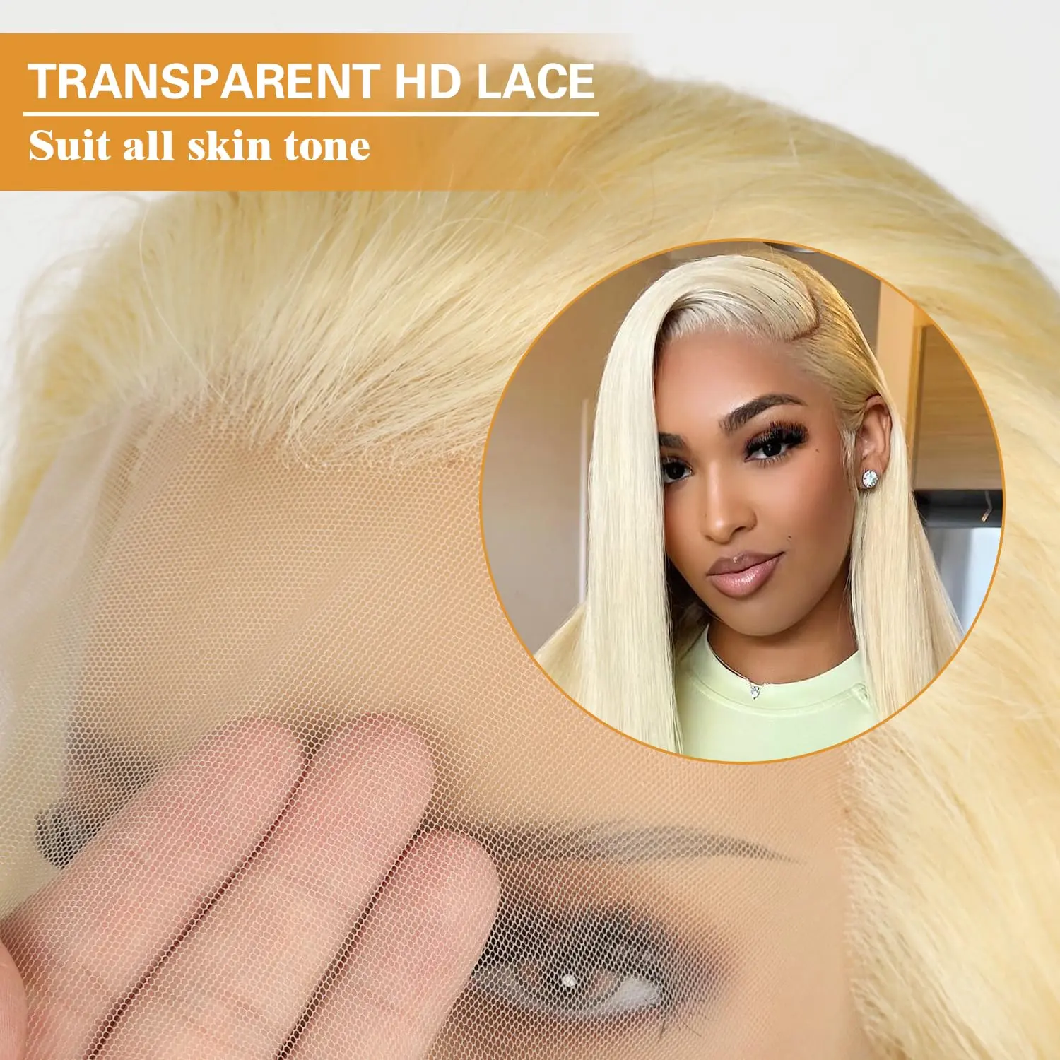 613 Lace Front Wig Human Hair 200 Density Blonde Straight 13X6 HD Transparent Amazon.com : 613 13x6 Lace Front Wig Human Hair 250 Density  main image 3