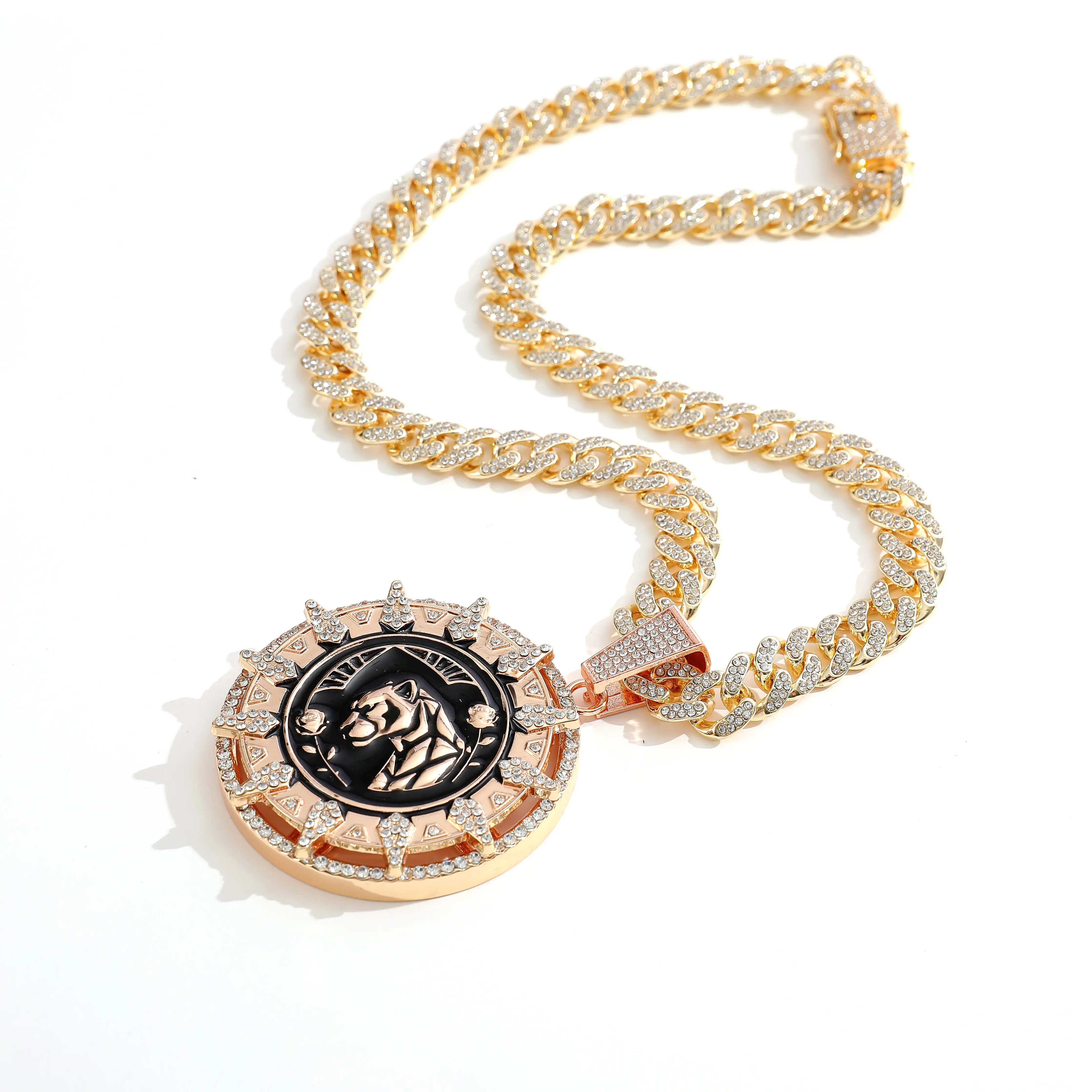 Hip Hop Jewelry for Men, Cuban Link Chain Necklace with Rotating Animal Panther Pendant, 52-Inch Extra Long, Chain & Link, Daily Wear Necklace, Cuban Chain