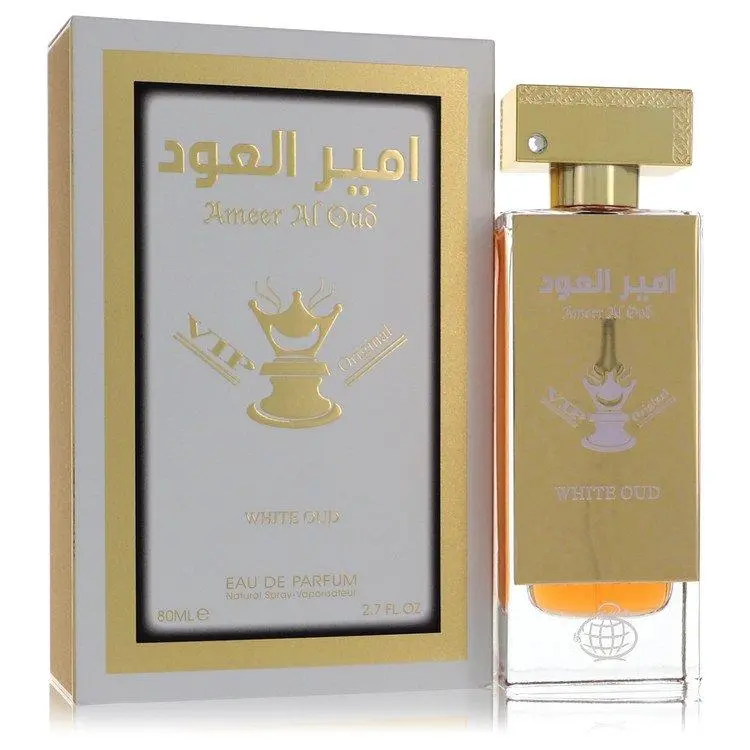 Fragrance World Ameer Al Oud Vip Original White Oud Eau De Parfum Unisex — Bergamot, Mandarin, Vetiver, 2.7 oz (80 ml) | lattafaamethyst oud edp perfume, unisex amber woody cologne, sweet oud, blue oud, violet leaves, bergamot perfume, rose, rose perfume