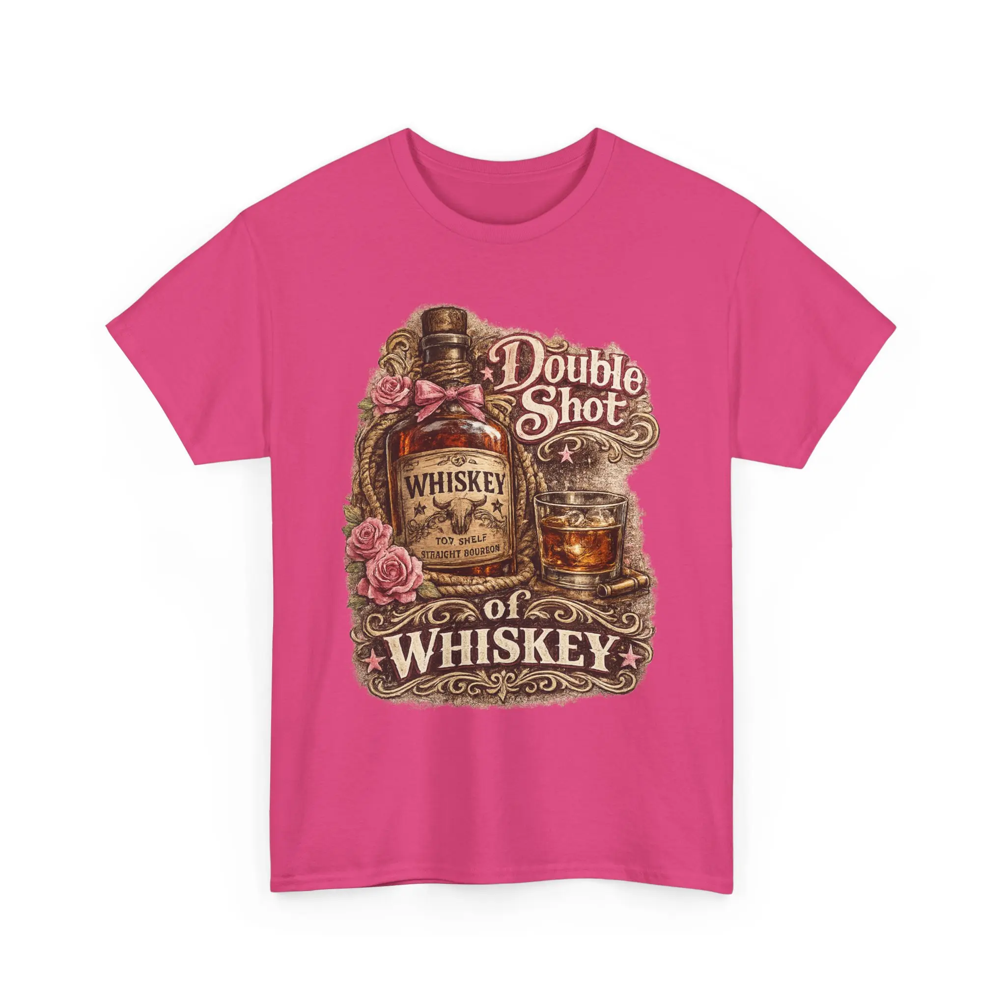 Double Shot of Whiskey T-Shirt | Whiskey Bottle