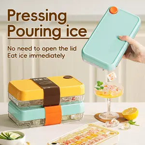 Press-Release Ice Maker, Hygienic Non-Touch Ice Cube Tray, Stackable Silicone Molds for Iced Coffee, Cocktails & Meal Prep