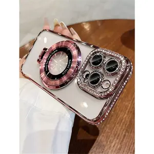 Stylish and Practical Luxury Rhinestone Glitter Bracket Holder iPhone Case - Complete Protection and Accessories for iPhone 15 14 13 12 Pro Max 14 15 Plus 11 Smartphone Cellphone