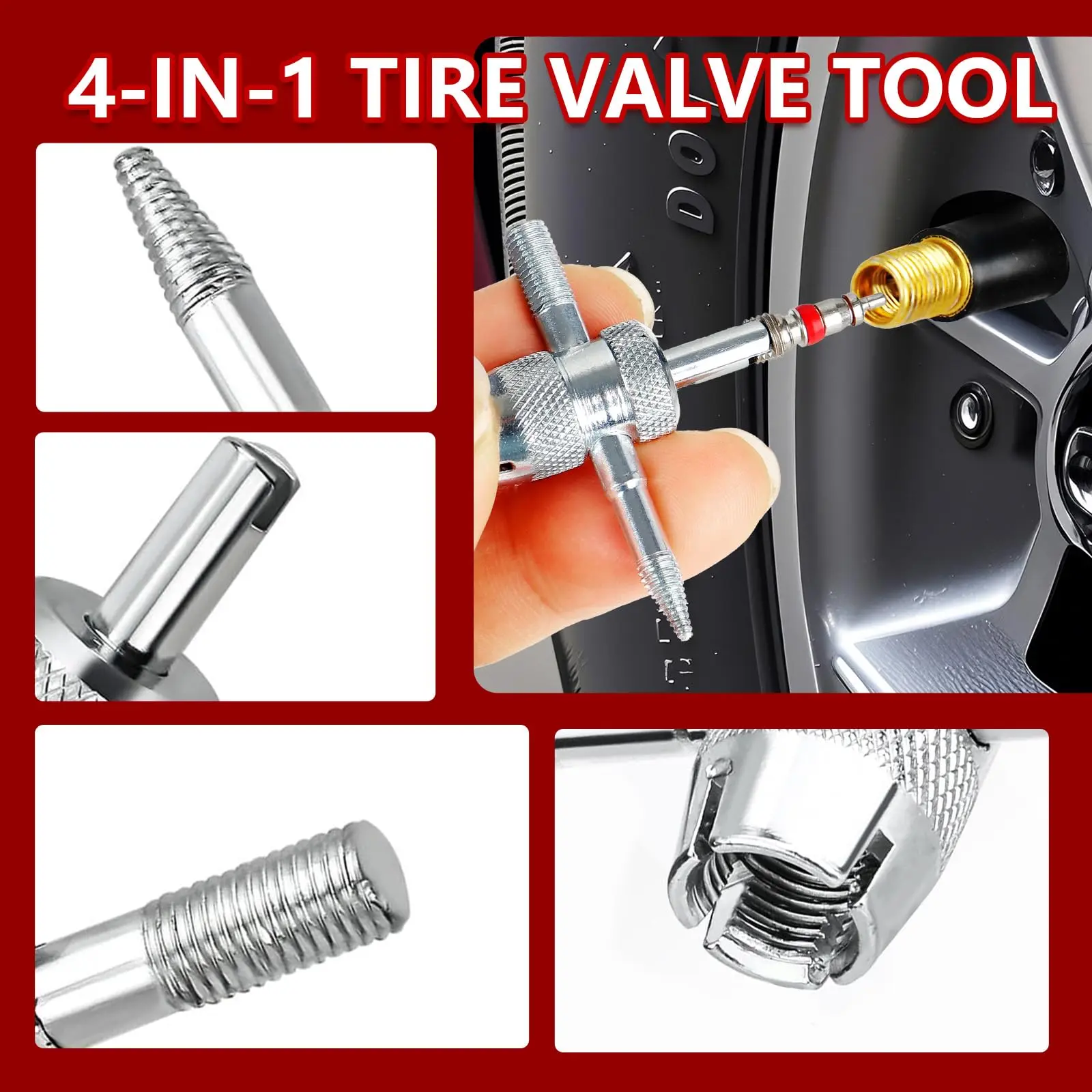 GJANSH 14-Piece Set Quick Change Tire Valve Tool Kit,Tire Valve Stem Core Quickly Replacement Tool Kit,Perfect Tool for Replacing Leaky Valves in Cars,ATVs,Trucks,Motorcycles, etc.with 5 TR413 Valve,4-Way Valve Tool,TikTokShopBlackFriday fathersdaygift