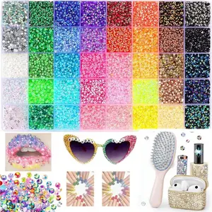 32000Pcs 40-Color Jelly Resin Rhinestones Kit, 3mm Flatback Gems Bling Crystal Kit with Rhinestone Picker, Tweezers, All-in-One Bedazzler Kit for Nail Art, Diamond Painting, DIY Clothes & Shoes Crafting