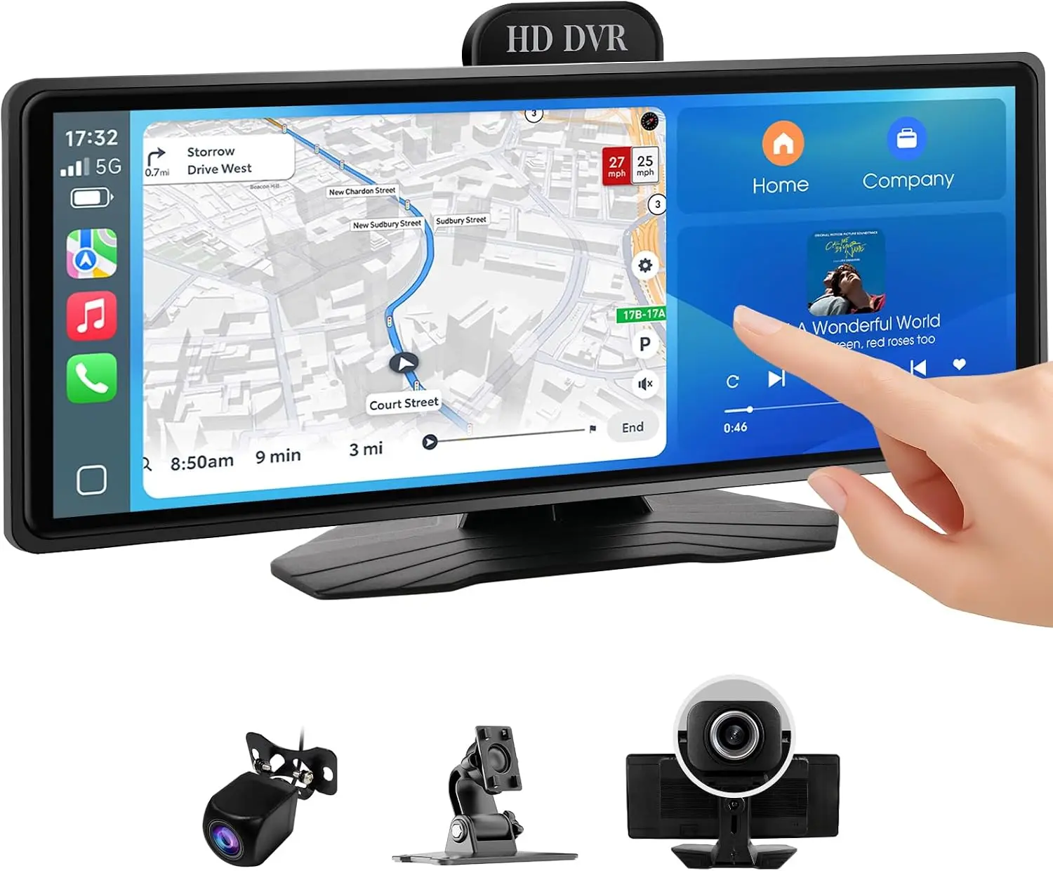 Haudio Upgraded Wireless CarPlay Carplay Radio Touchscreen - 9.26" HD Touchscreen Car Stereo, Bluetooth Smart Control Wireless Car Video Players, Android Auto, Backup Camera, Navigation, Voice Control, FM, AUX, Universal Auto Accessory
