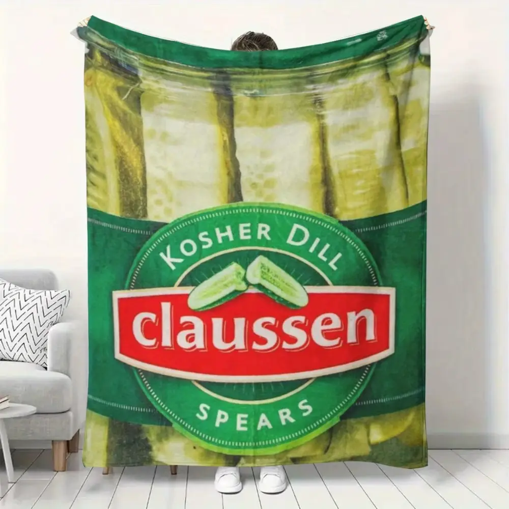 Cucumber Pickle Print Flannel Throw Blanket  Soft Funny Throw Blanket Cozy Lightweight Plush Portable Cover Blanket For Sofa,Warm Gift For Birthday,Christmas,Multiple Blanket