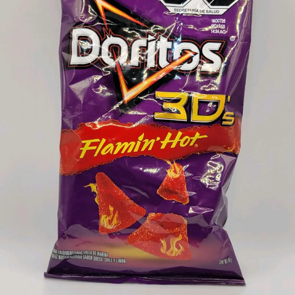 10-Pack Doritos 3D Flamin' Hot Fried Puffed Crisp, Crispy Crunchy Snack