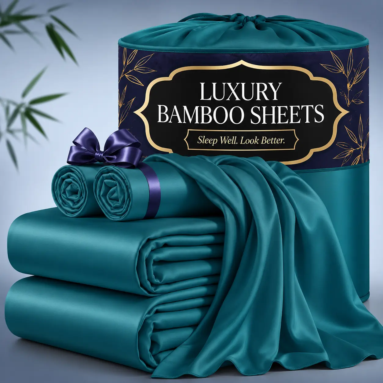 MUXHOMO Extra Deep Pocket Bamboo Sheets - 6 Pcs Breathable & Cooling Bed Sheet Set, Hotel Luxury Fitted Soft Wrinkle-Free For Mattresses,Kids ' Sheet & Pillowcases And Breathable Night Sweats, Suitable for All Seasons, Twin/Full/Queen/King