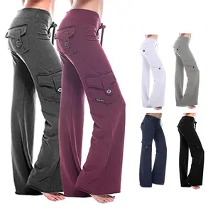 Cargo Pants Women High Waisted Plus Size Stretch Womens Yoga Pants Comfy Pajamas Lounge Pants Sweatpants Wide Leg Athleisure Casual Trousers