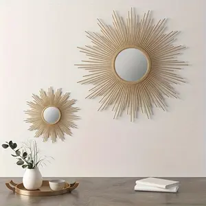 New Sunburst Wall Decor Mirror 14.5"D Metal