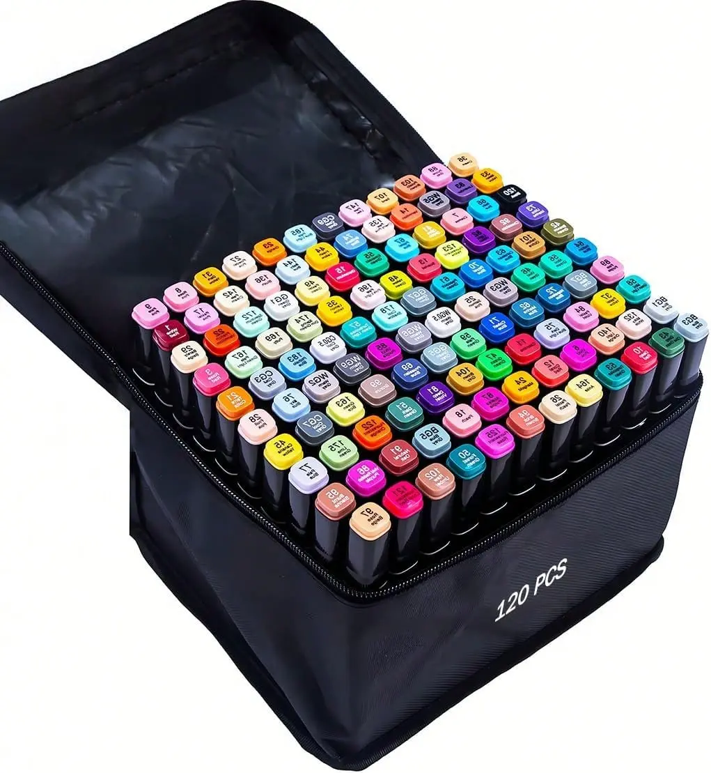 80/120/168 Colors Dual Tip Artist Alcohol Markers Set with Carrying Case - Perfect for Coloring, Drawing, Sketching, Card Making and Illustration - Perfect for Adults.