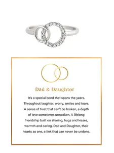 Full Diamond Double Ring Symbolizing Eternal Bond Between Father and Daughter, Luxurious Gift Idea with Poetic Card, Perfect for Birthdays and Father's Day