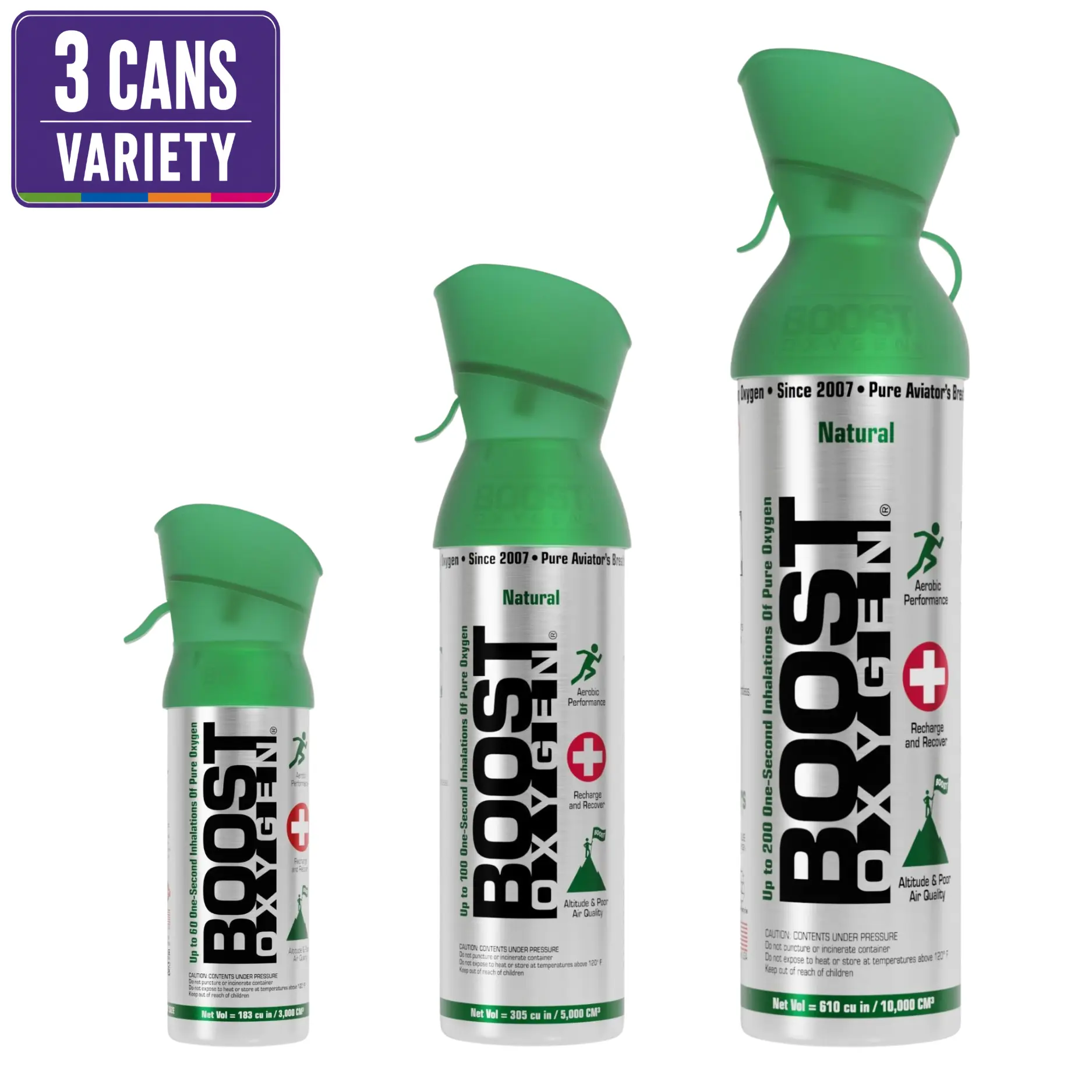 Boost Oxygen Supplemental Oxygen Breathing Aid - Discounted 3-Pack Bulk Bundle, Portable, Multiple Packs Available in All Sizes, Natural or Aromatic Options, Bulk Bundles