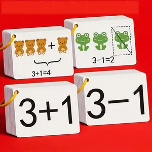 132 Pcs Addition & Subtraction Flashcards for Kids, Math Learning Cards for Preschoolers, Educational Counting Flashcards, School Supplies
