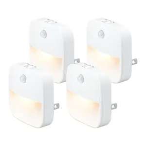 JNOEC Plug-in Night Light with Motion Sensor & Dusk to Dawn Sensor Mini Warm White LED 3 Modes 3000K 0.6W Energy Efficient for Bathroom Hallway Stairs Bedroom Kitchen
