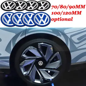 56/60/65/70/80/90/100/120MM Car Badge Wheel Center Hub Cap Cover Sticker Decal For Volkswagen VW Caddy Scirocco Beetle CC Touareg Tiguan Touran CC T-ROC Golf 4 5 6 7 T4 T5 Sharan 7N Passat B5 B6 B7 VIII Polo R Line Blue Motion MTM 4 Motion TSI Jetta TDI