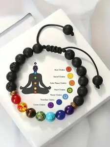 Adjustable Woven Natural Stone Bead Bracelet, Vibrant Colors for Men & Women, Promotes Balance & Relaxation
