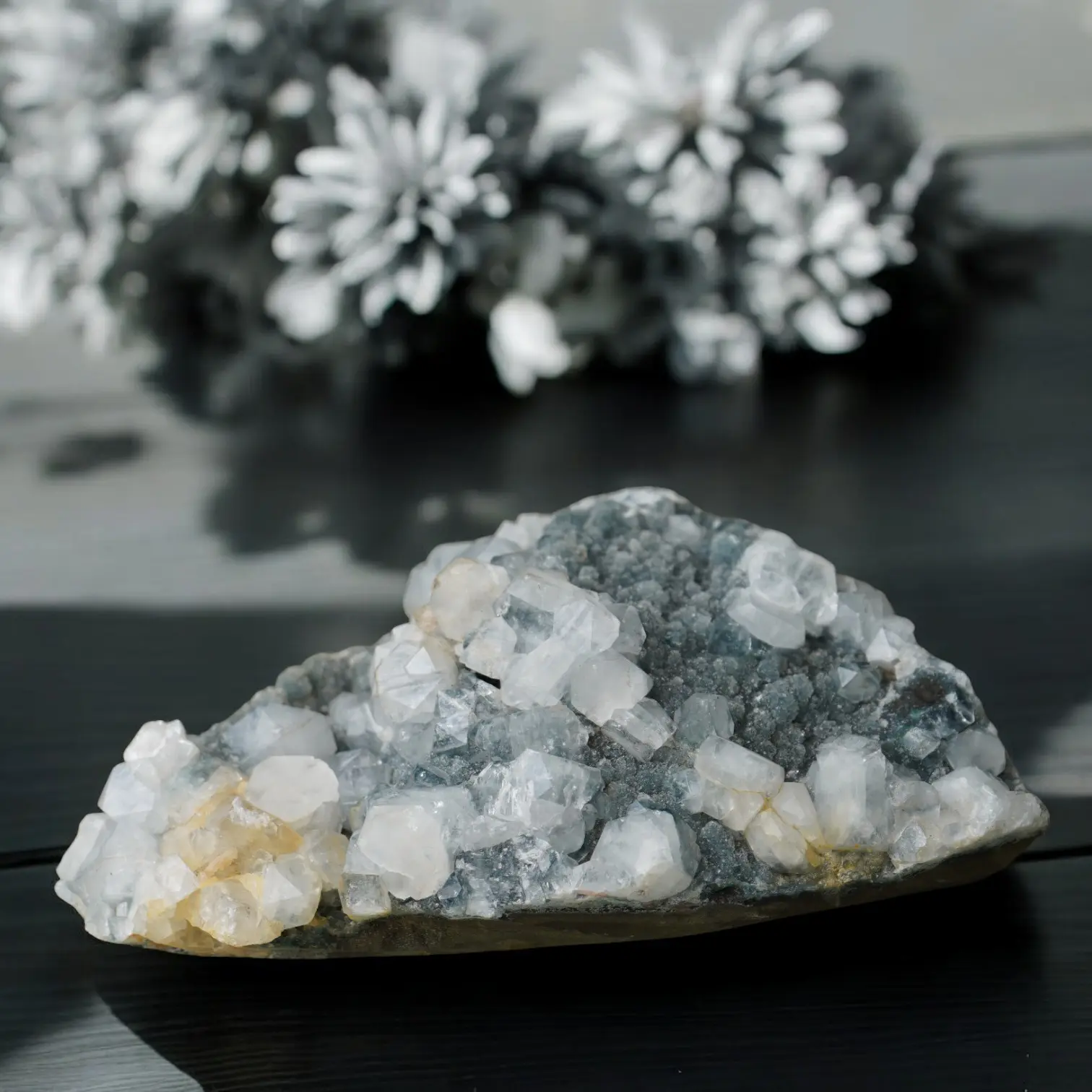 Large Black Chalcedony with Apophyllite, Apophyllite Cluster
